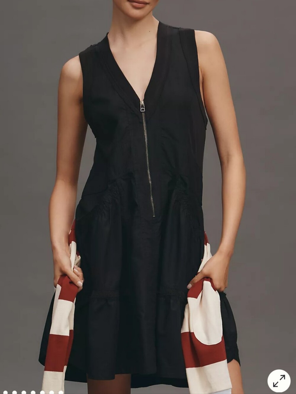 NWT Anthropologie Daily Practice Trek Utility Tiered Mini Dress Goth Black M